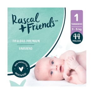 Fraldas Tamanho 1 (3-5 Kg) Rascal & Friends - 44 un product image